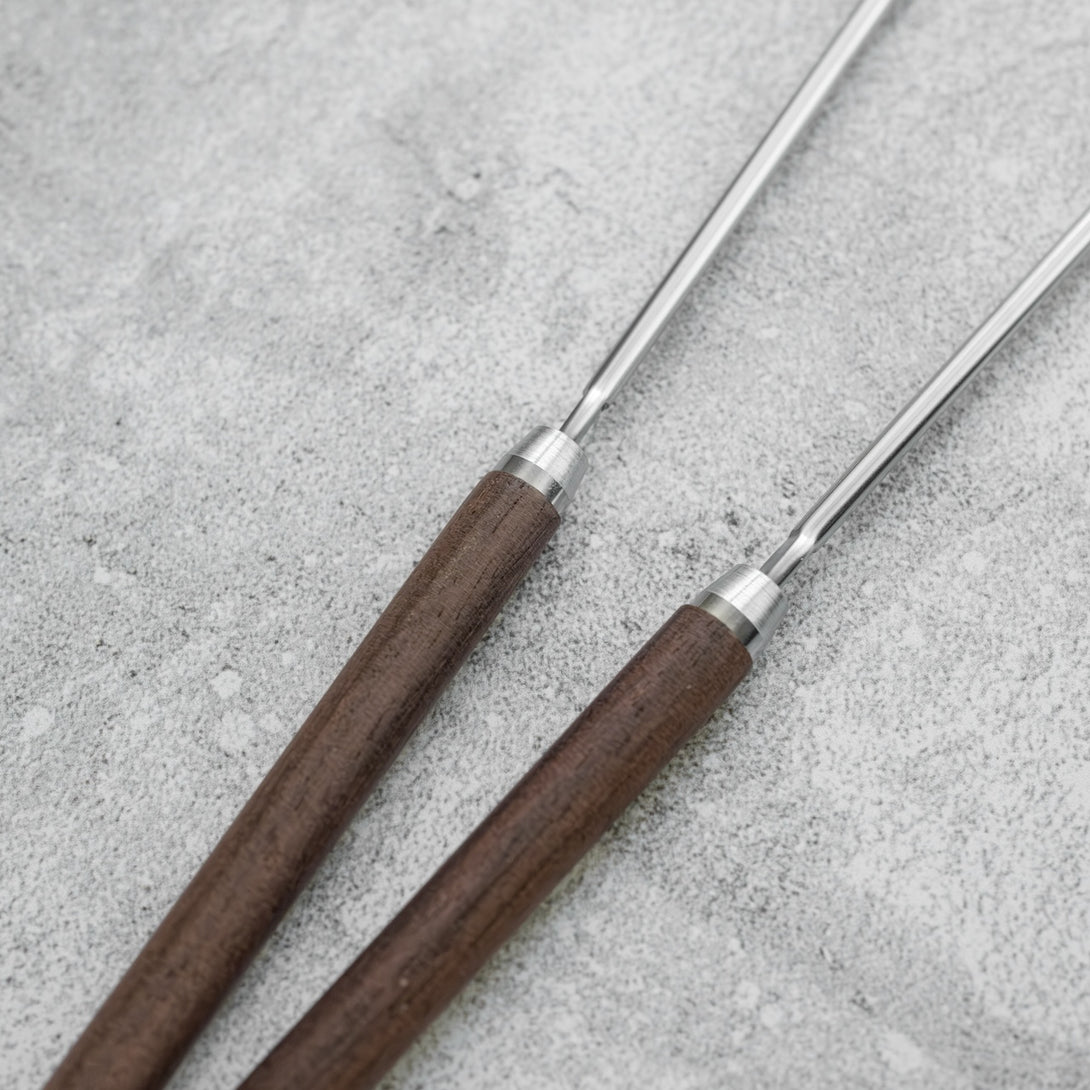 Serving Chopsticks Stainless Steel Rosewood Handle with extra grip - Kamimoto EU