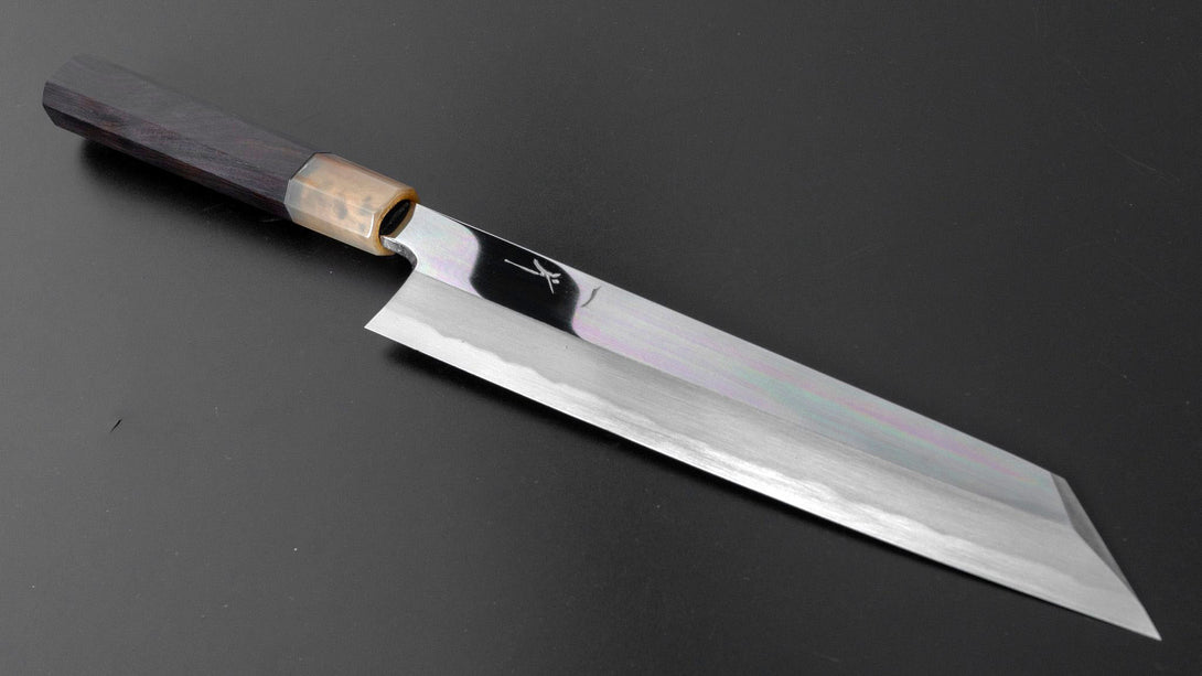 Tanaka Mosuke Blue #1 Kiritsuke 240mm Ebony Handle (Mirror Polished/ Saya) - Kamimoto EU