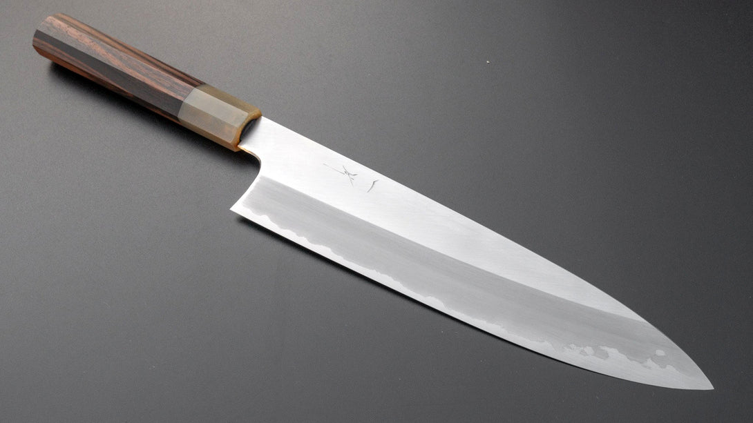 Togashi Blue #1 Stainless Clad Gyuto 240mm Taihei Makassar Ebony Handle - Kamimoto EU